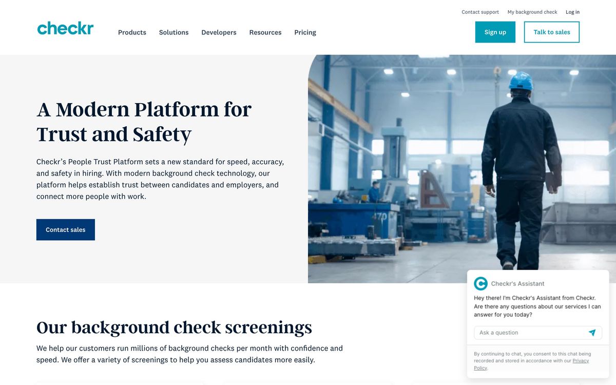 Checkr: product page screenshot