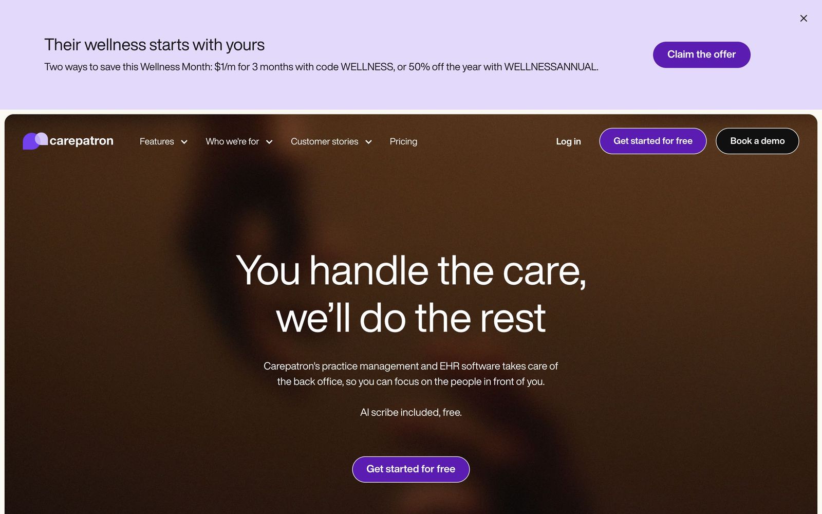 Carepatron website, homepage