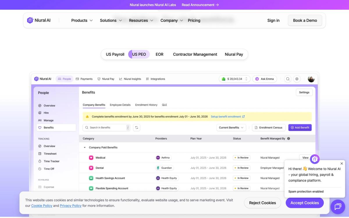 Niural, product overview page screenshot