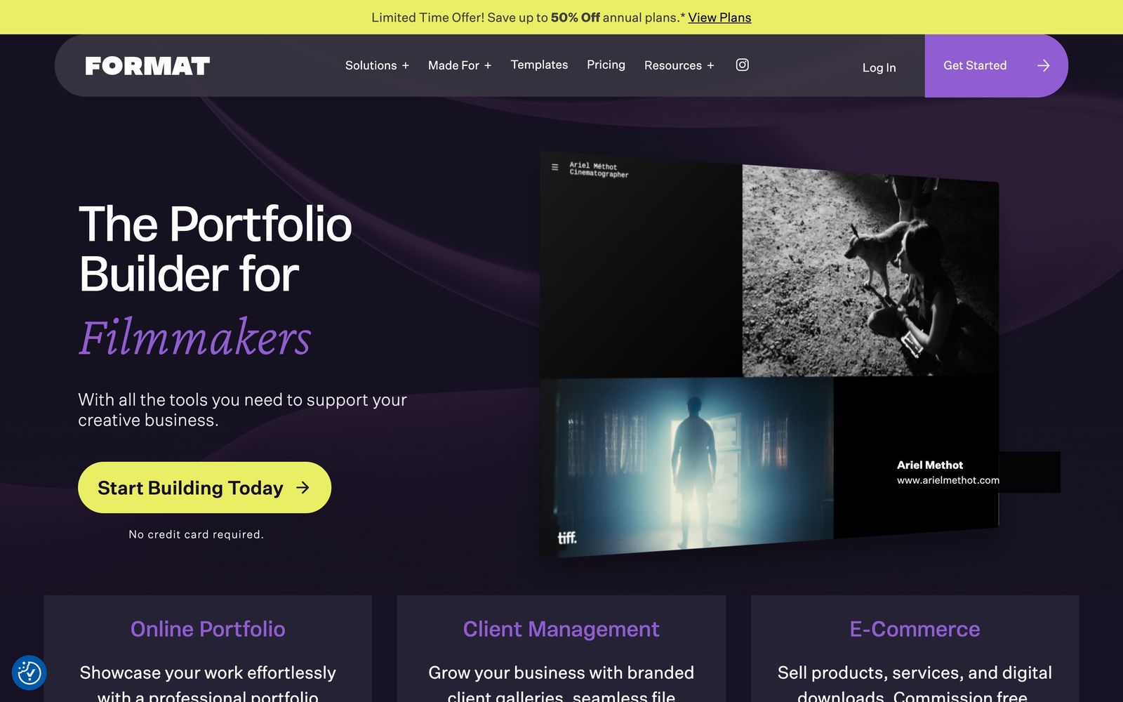 Format website, homepage