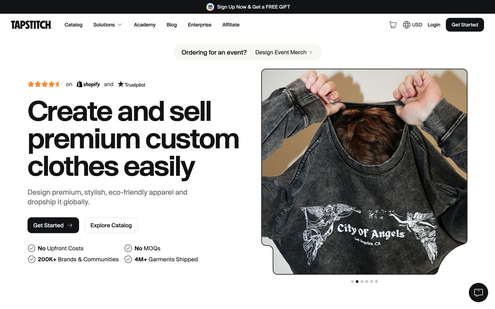 Tapstitch website, homepage