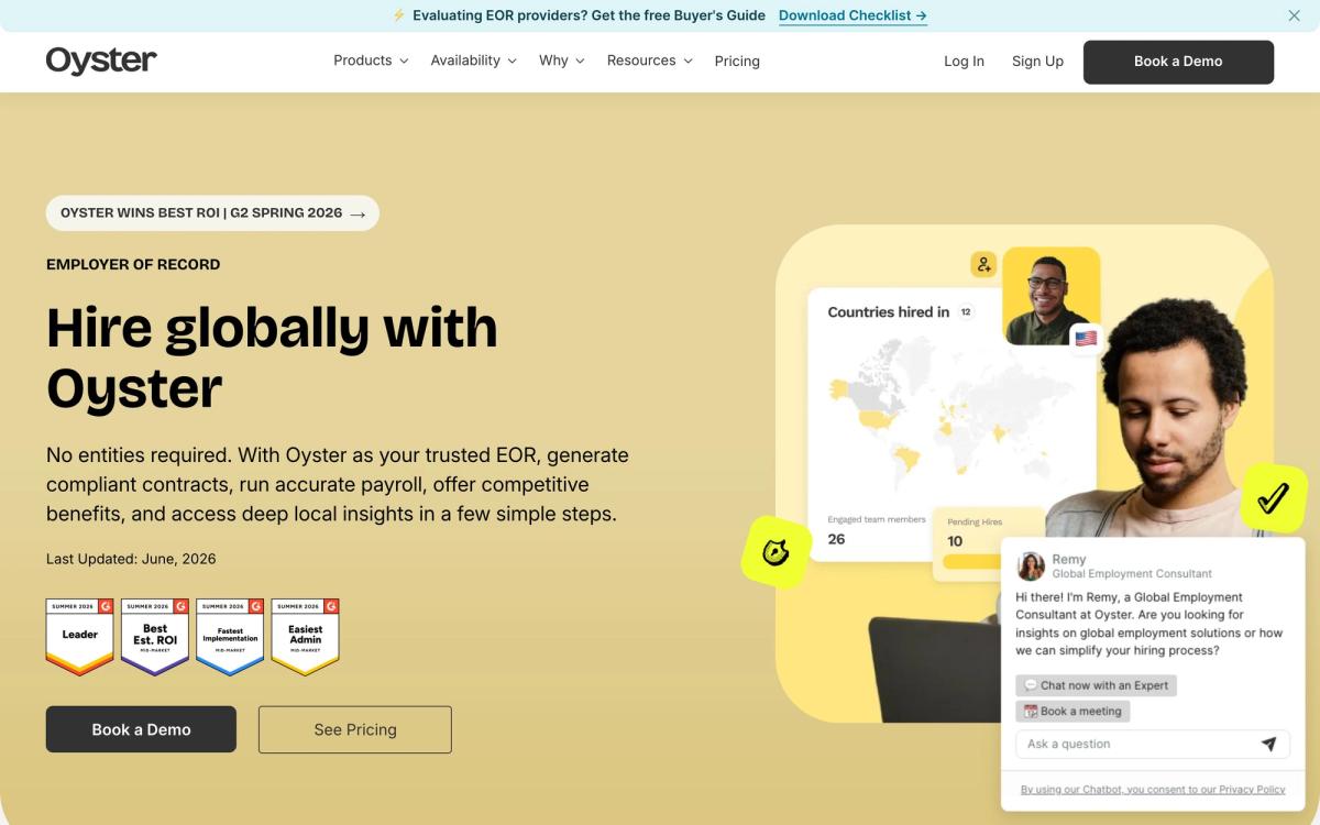 Oyster HR, product page screenshot