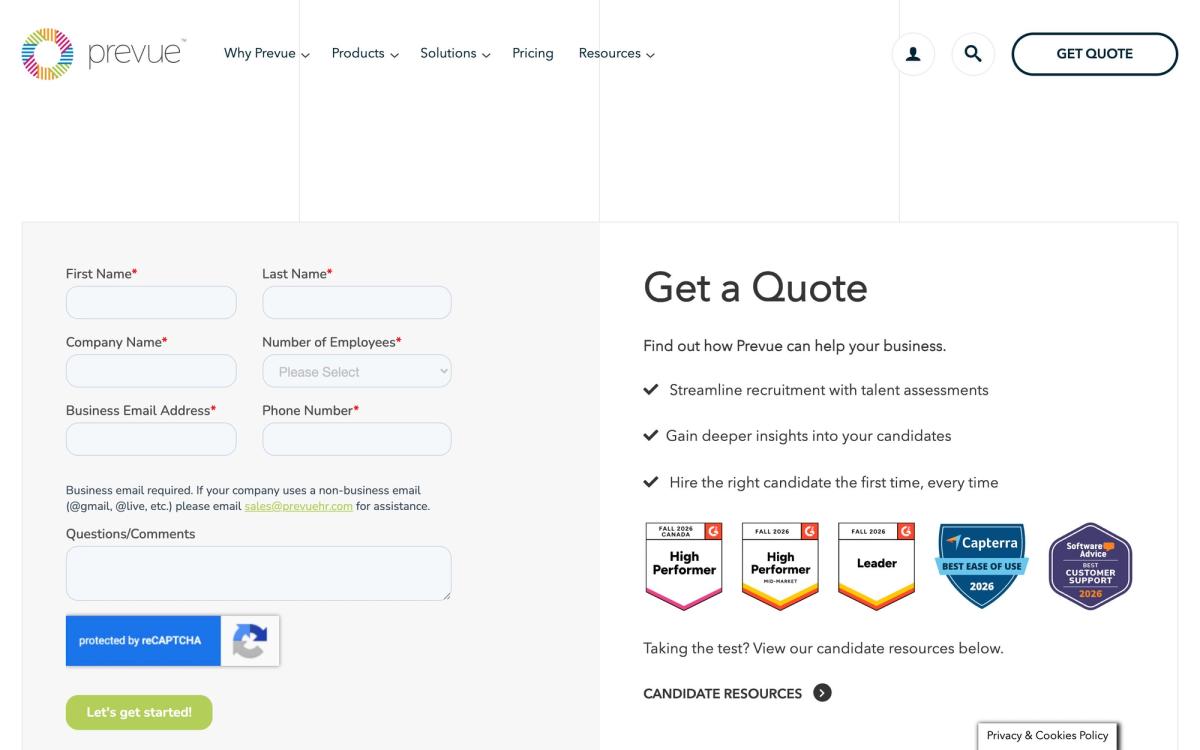 Prevue HR, how it works page screenshot