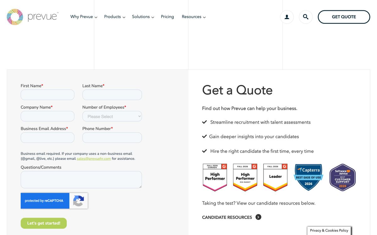Prevue HR, how it works page screenshot