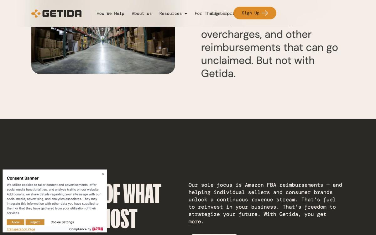 Getida, product overview page screenshot