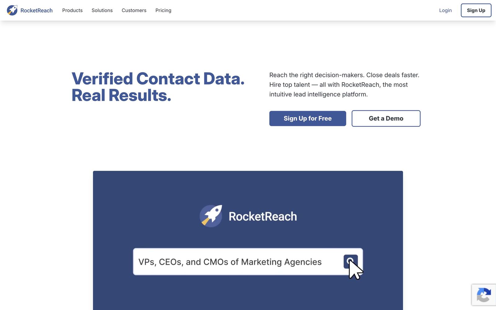 RocketReach website: homepage