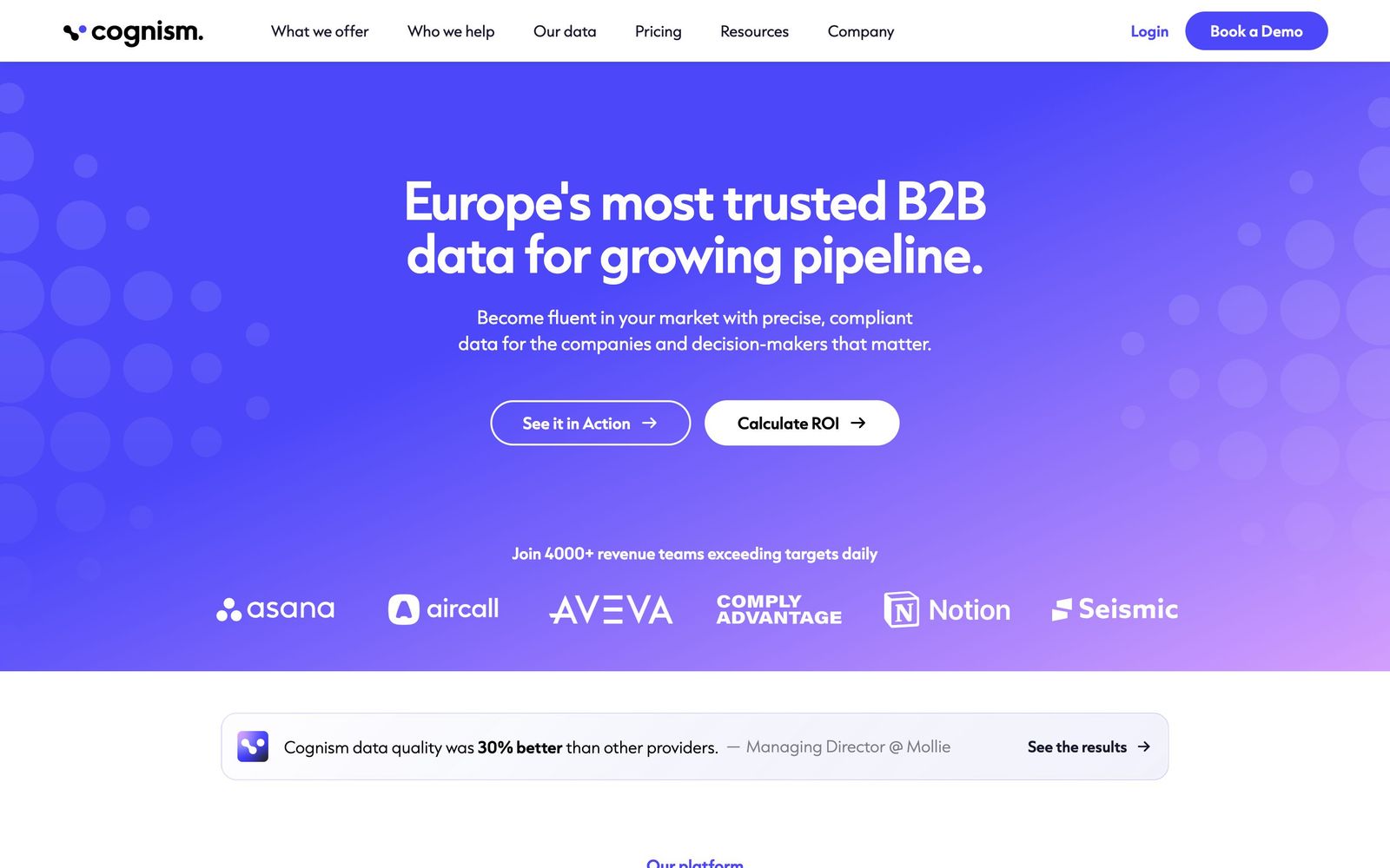 Cognism website, homepage