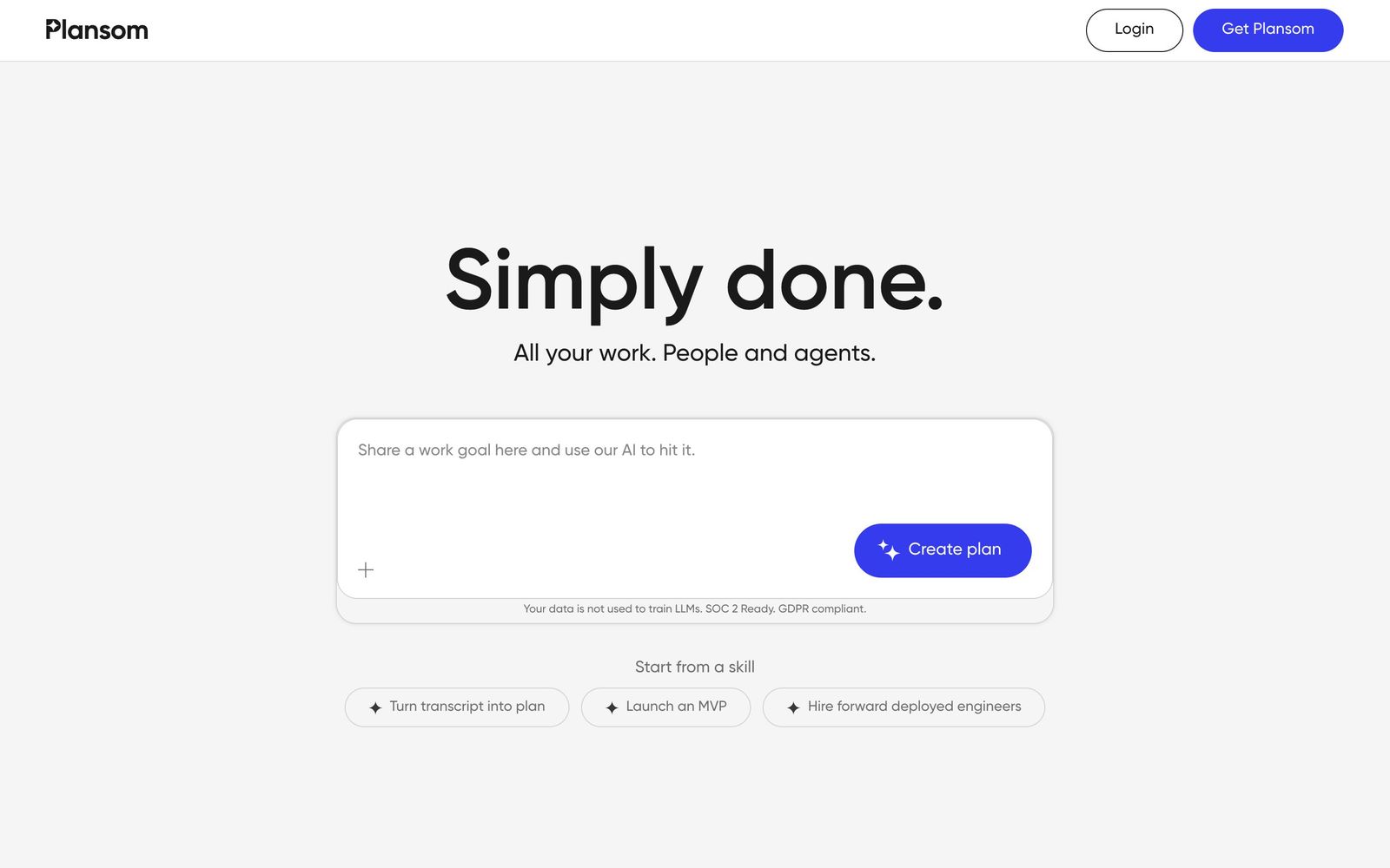 Plansom website, homepage