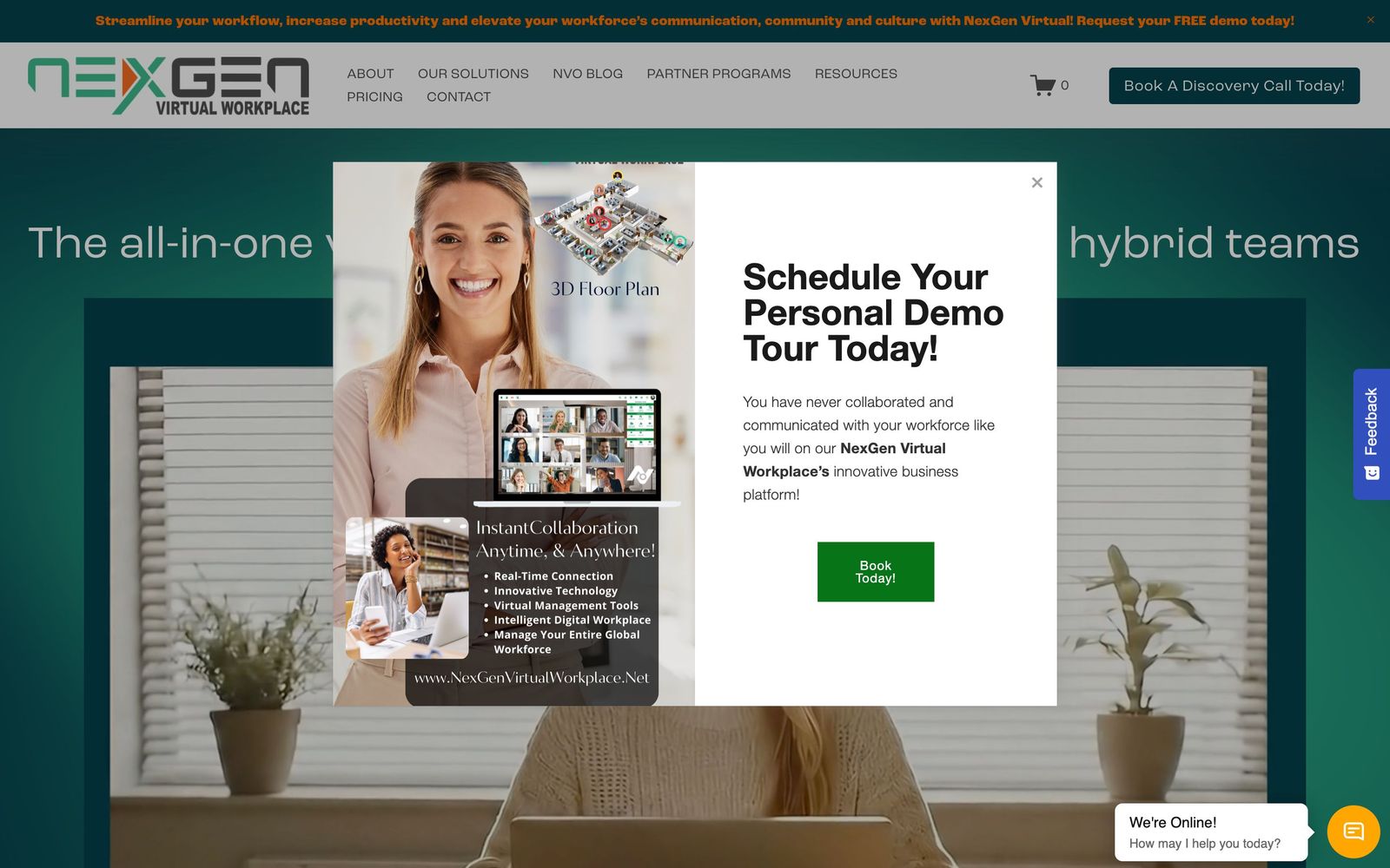 NexGen Virtual Workplace website, homepage