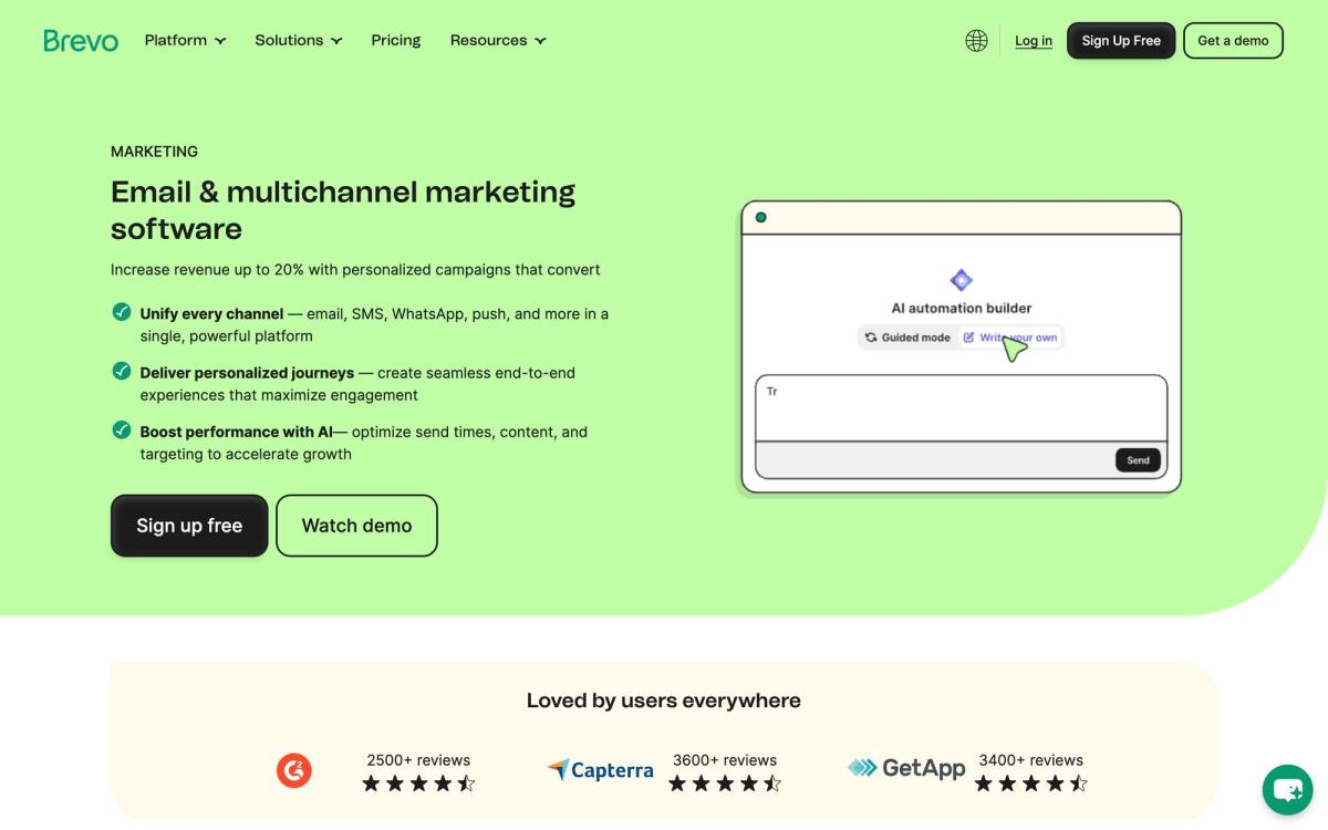 Brevo, product page screenshot