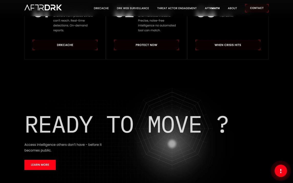 AFTRDRK, product overview page screenshot