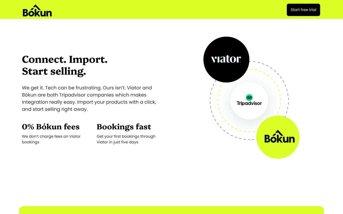 Bókun, product overview page screenshot