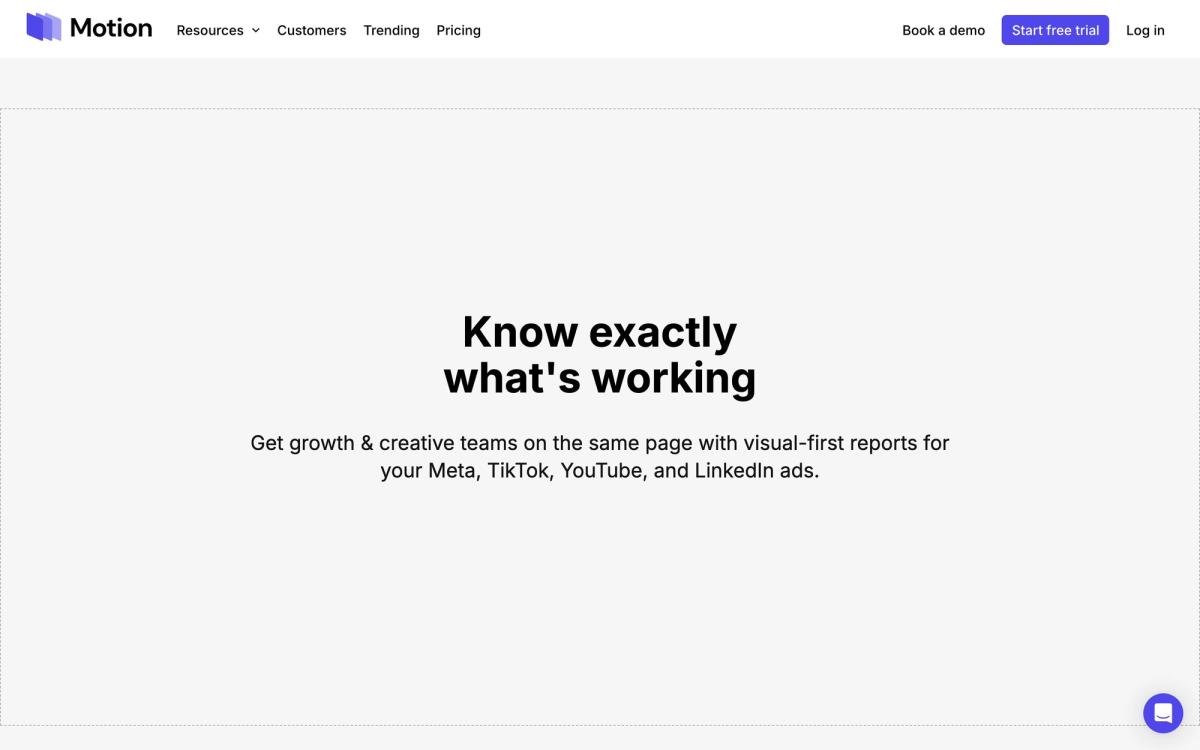 Motion: product overview page screenshot