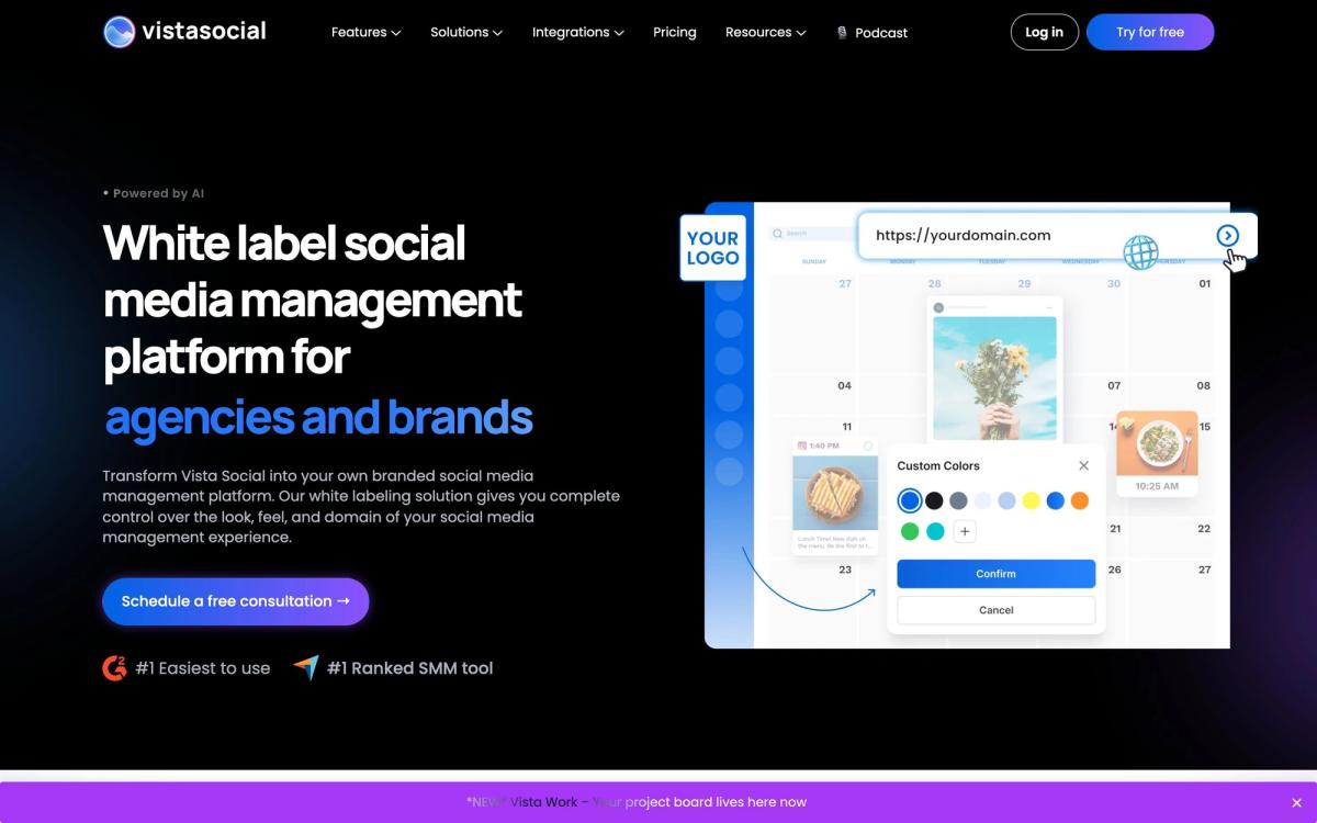 Vista Social, product page screenshot