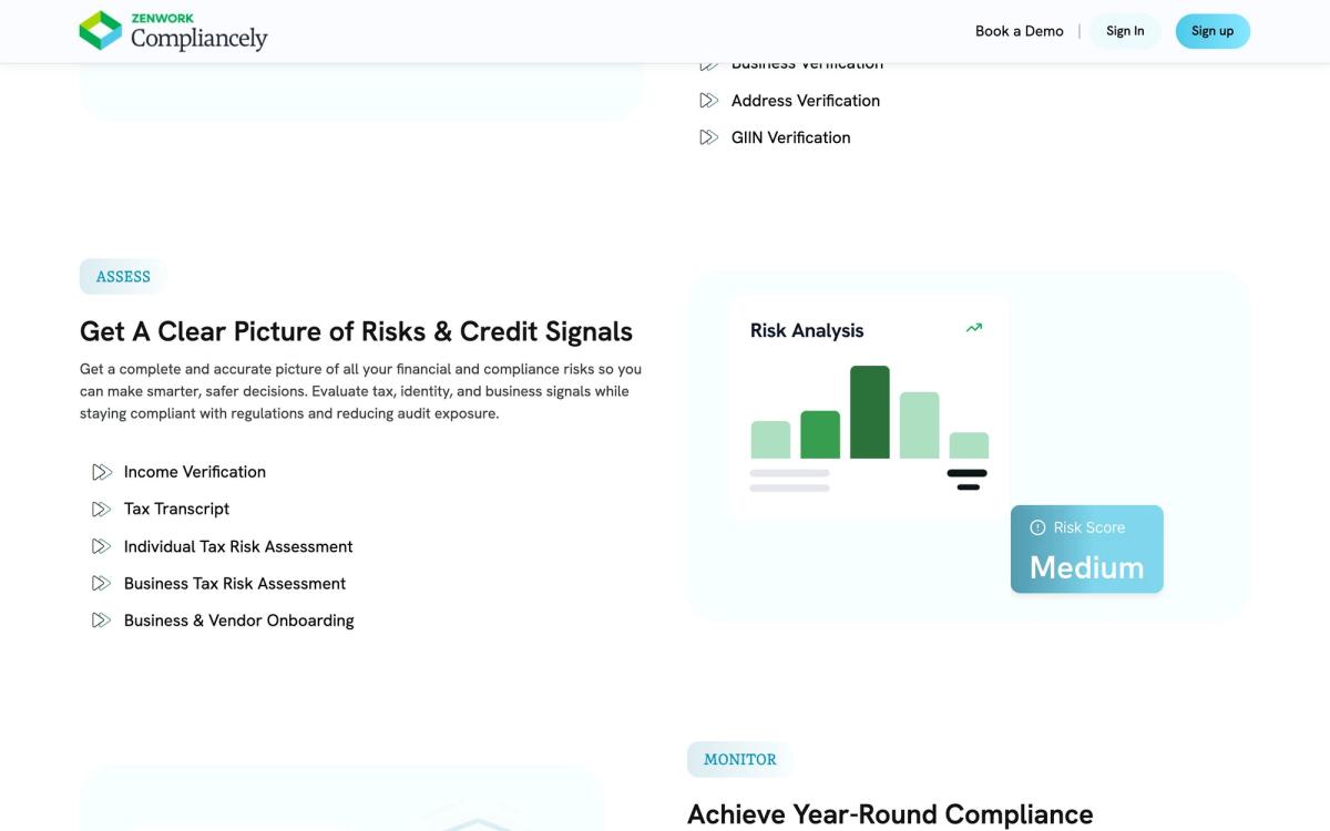 Compliancely, product overview page screenshot