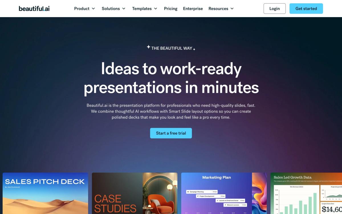 Beautiful.ai: features page screenshot