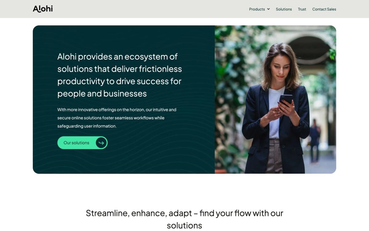 Alohi, product overview page screenshot