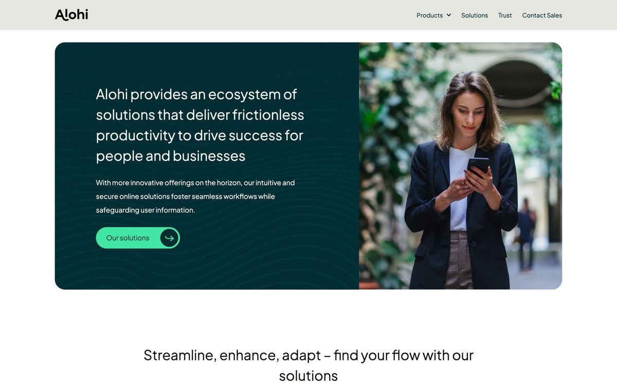 Alohi, product overview page screenshot