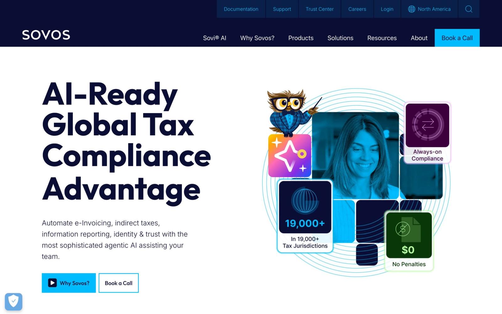 Sovos website, homepage