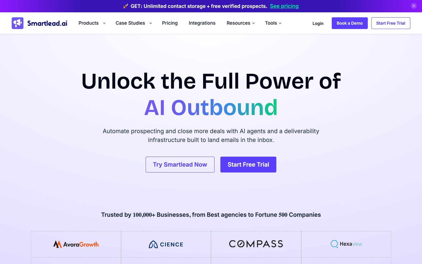 Smartlead website: homepage
