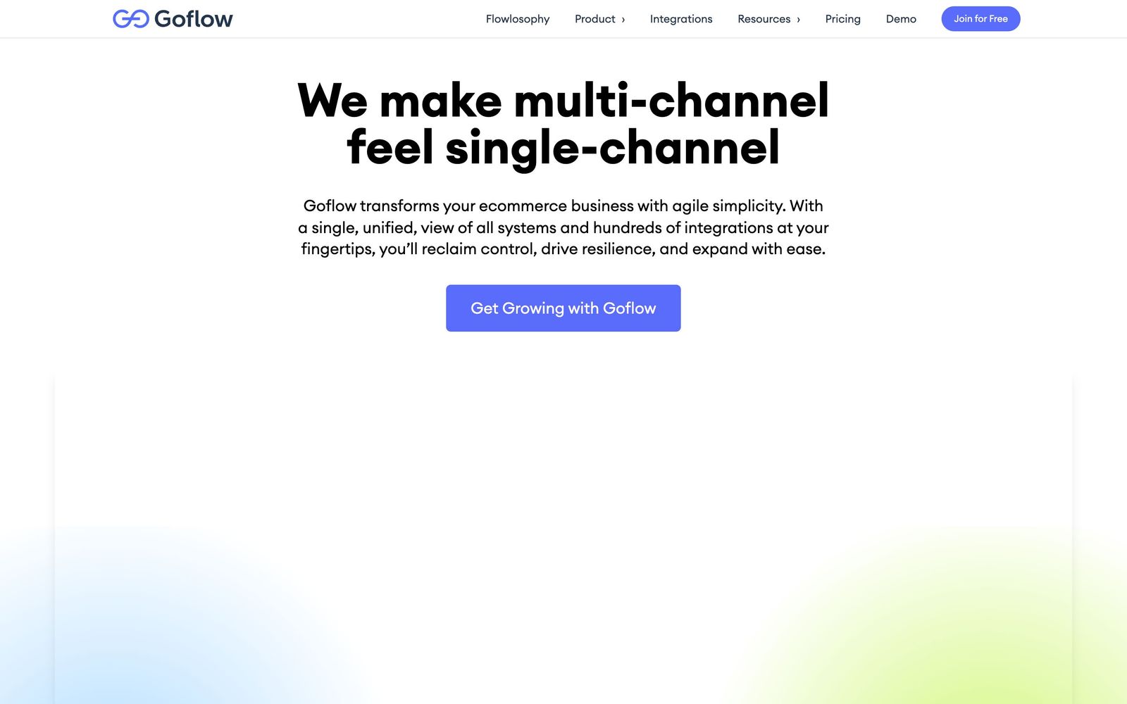 Goflow website, homepage