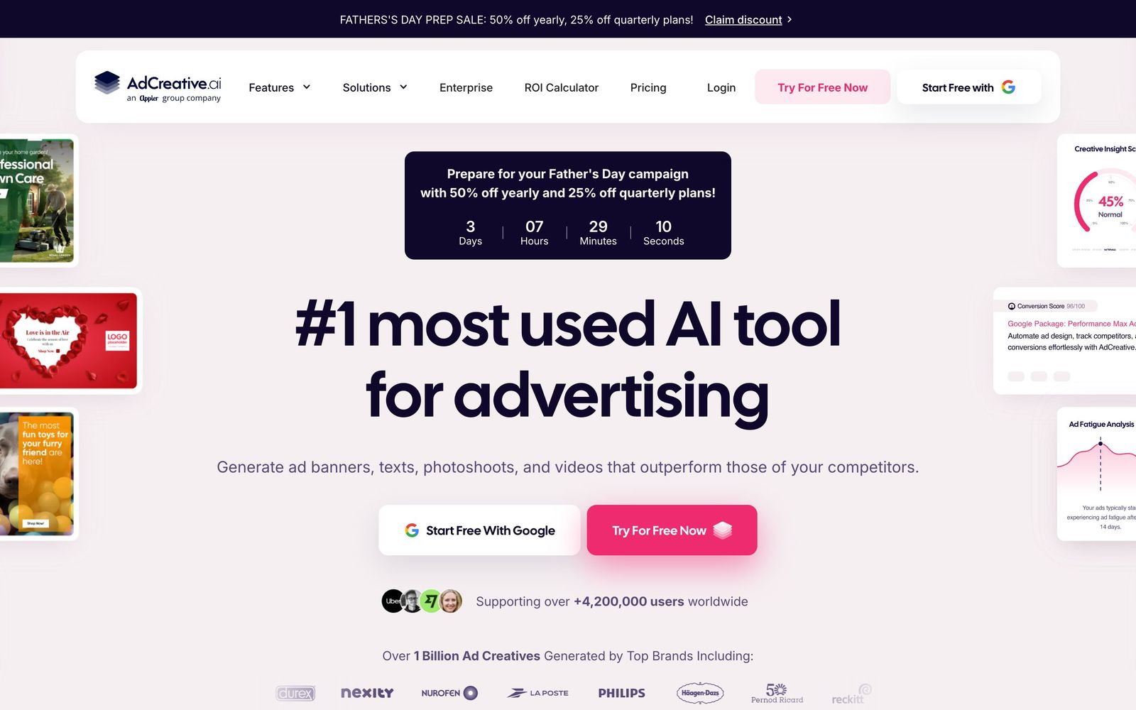 AdCreative.ai website: homepage