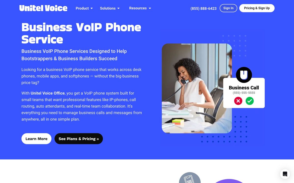 Unitel Voice, product page screenshot