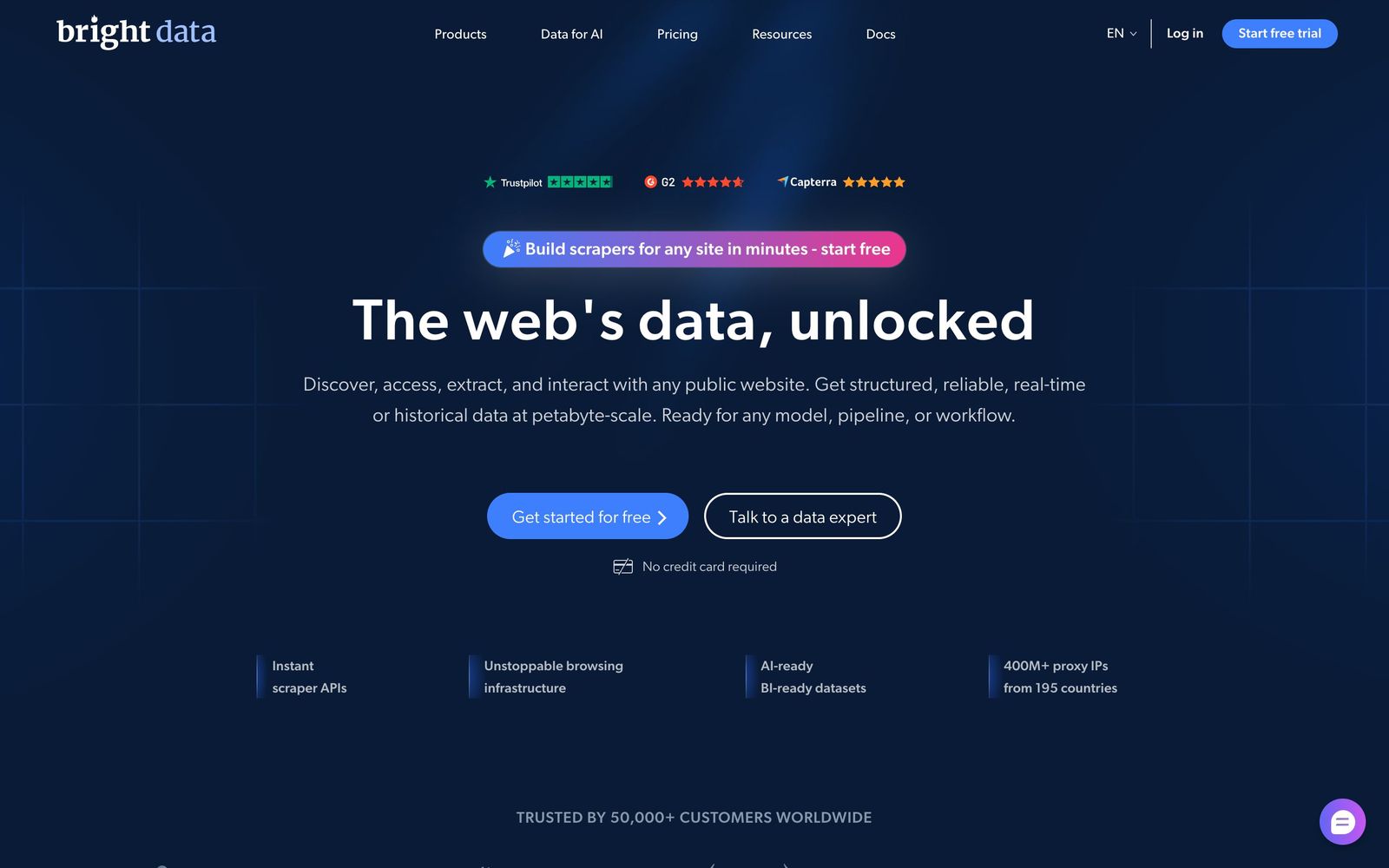 Bright Data website, homepage