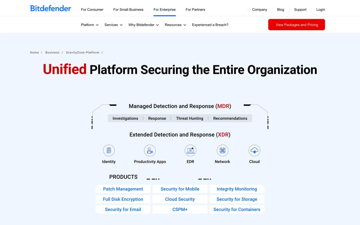 Bitdefender: product page screenshot
