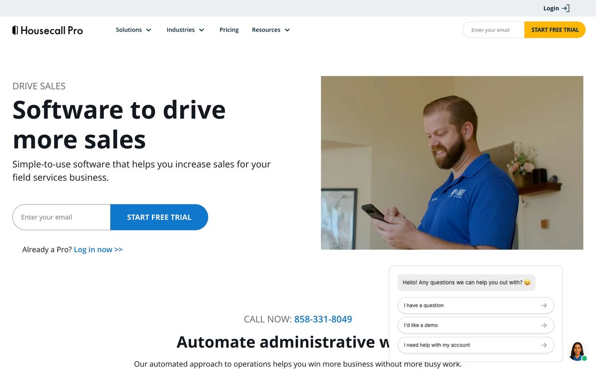 Housecall Pro, features page screenshot