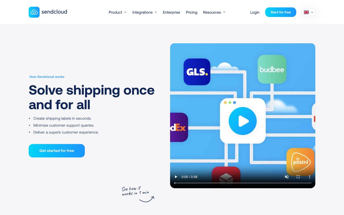 Sendcloud, how it works page screenshot