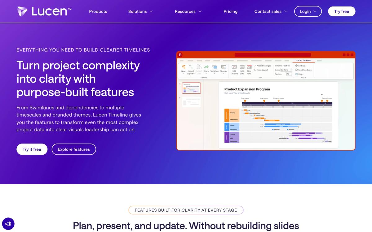 Office Timeline, features page screenshot
