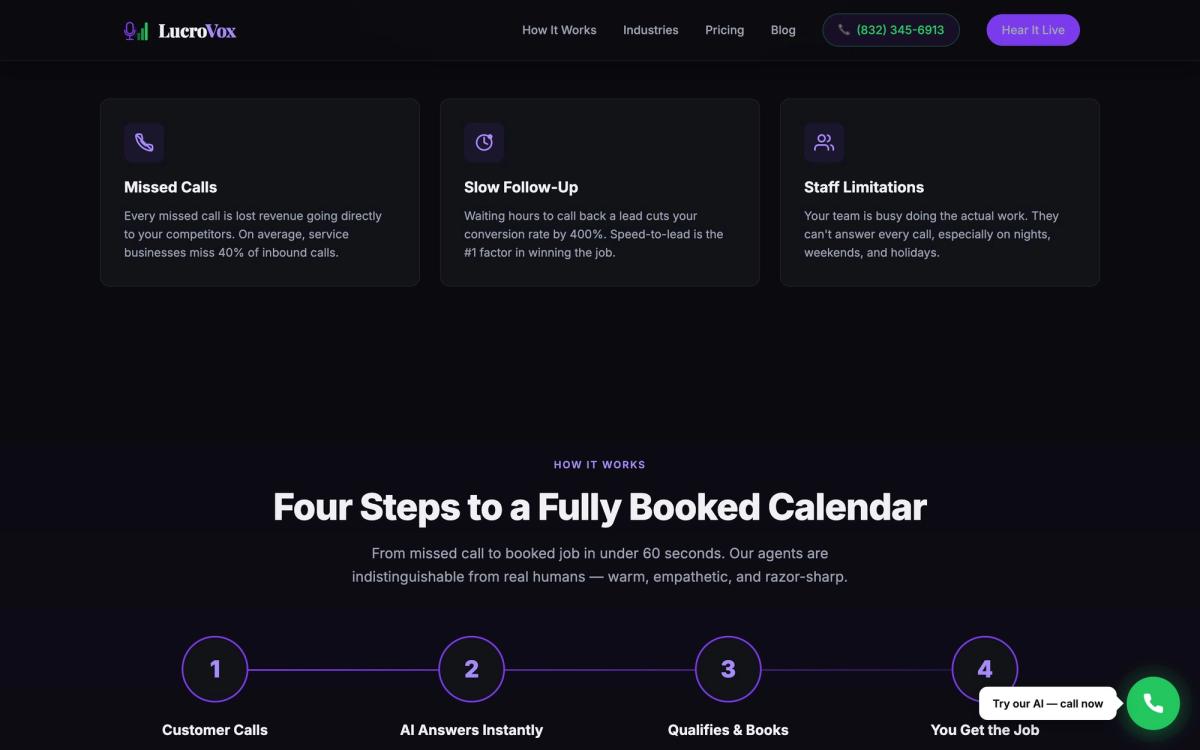 LucroVox, product overview page screenshot