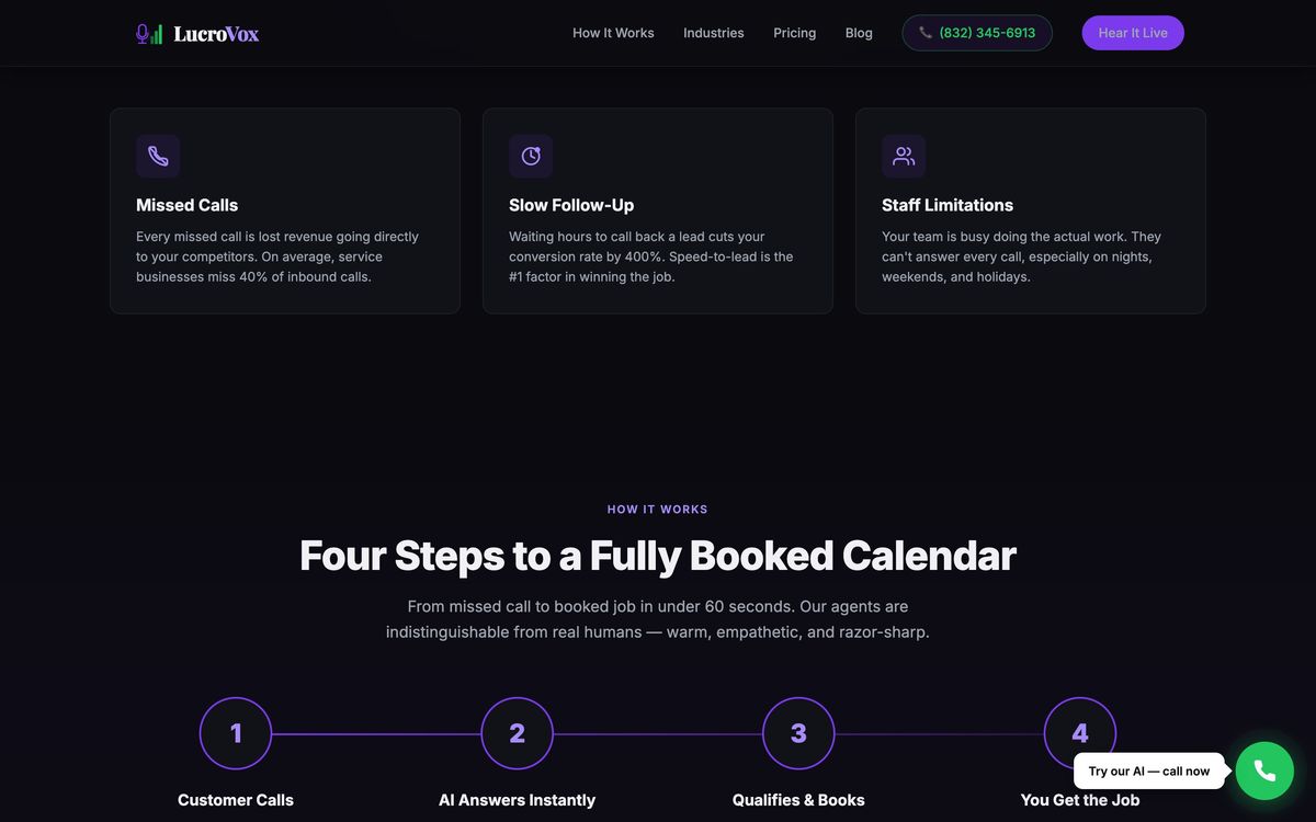 LucroVox, product overview page screenshot