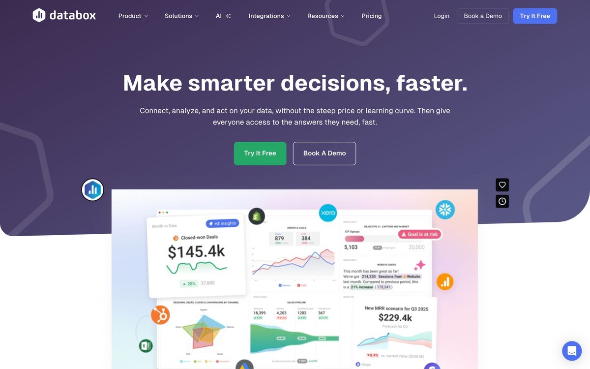 Databox, product page screenshot