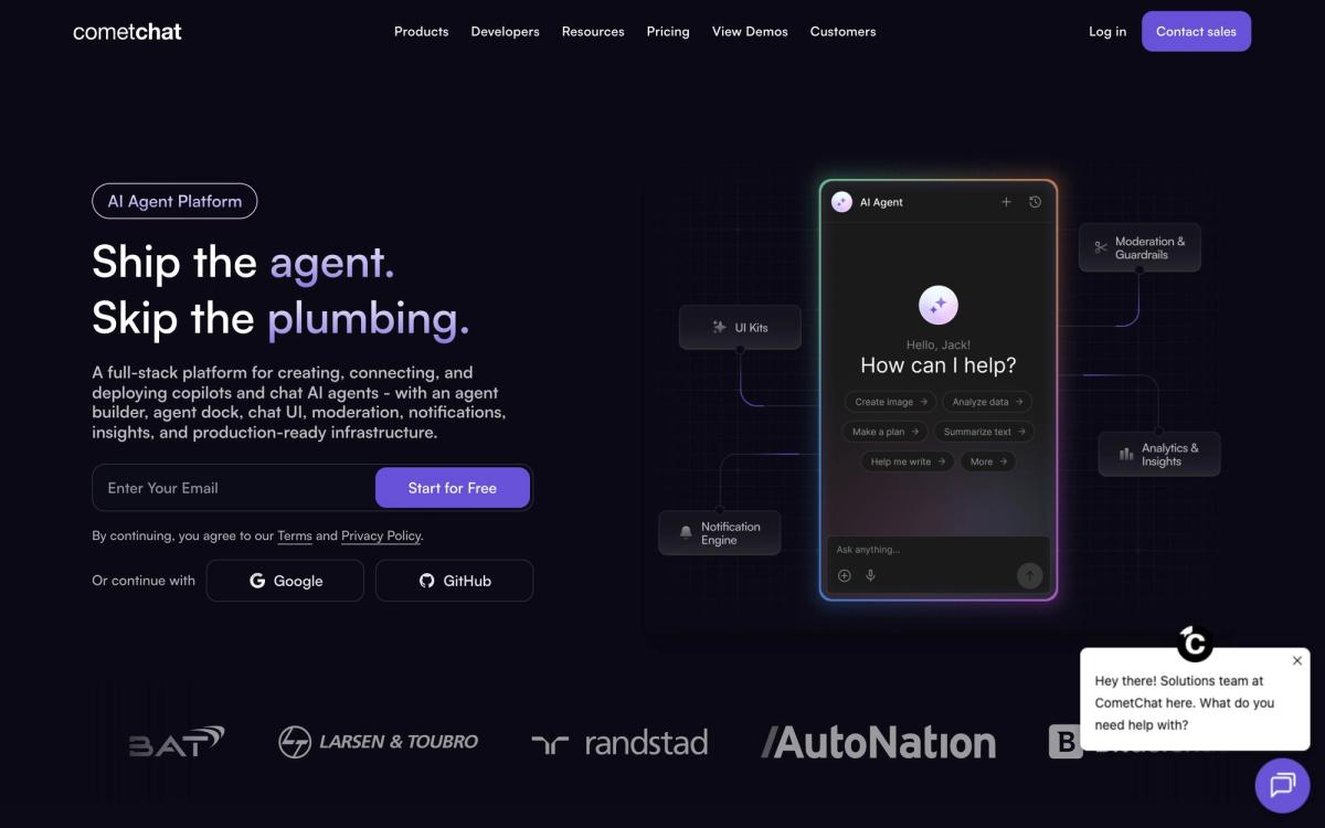 CometChat, product page screenshot