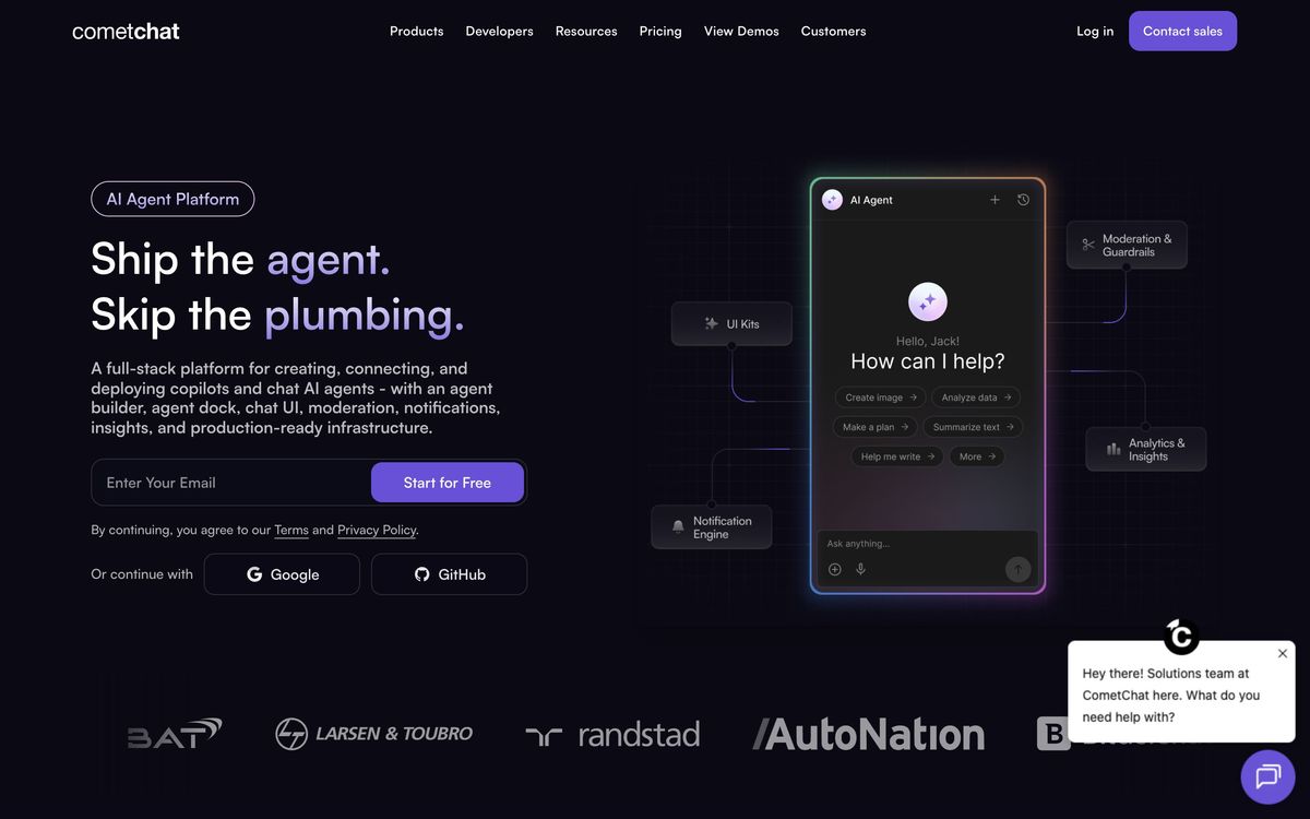 CometChat, product page screenshot