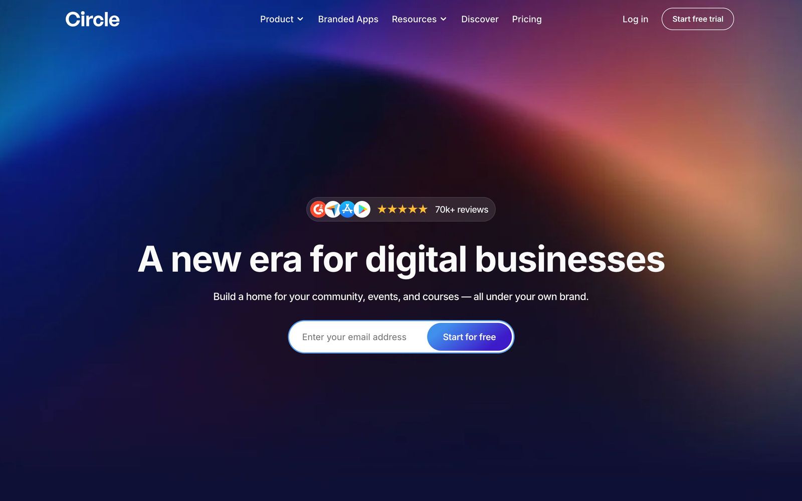 Circle website, homepage