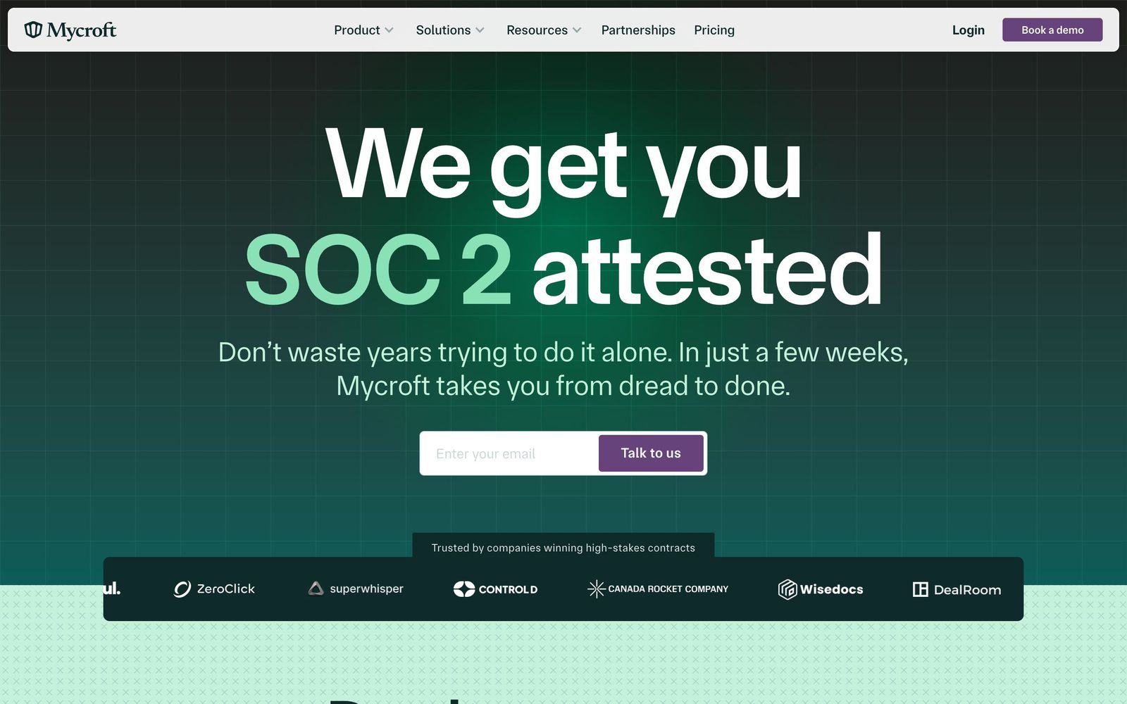 Mycroft website, homepage