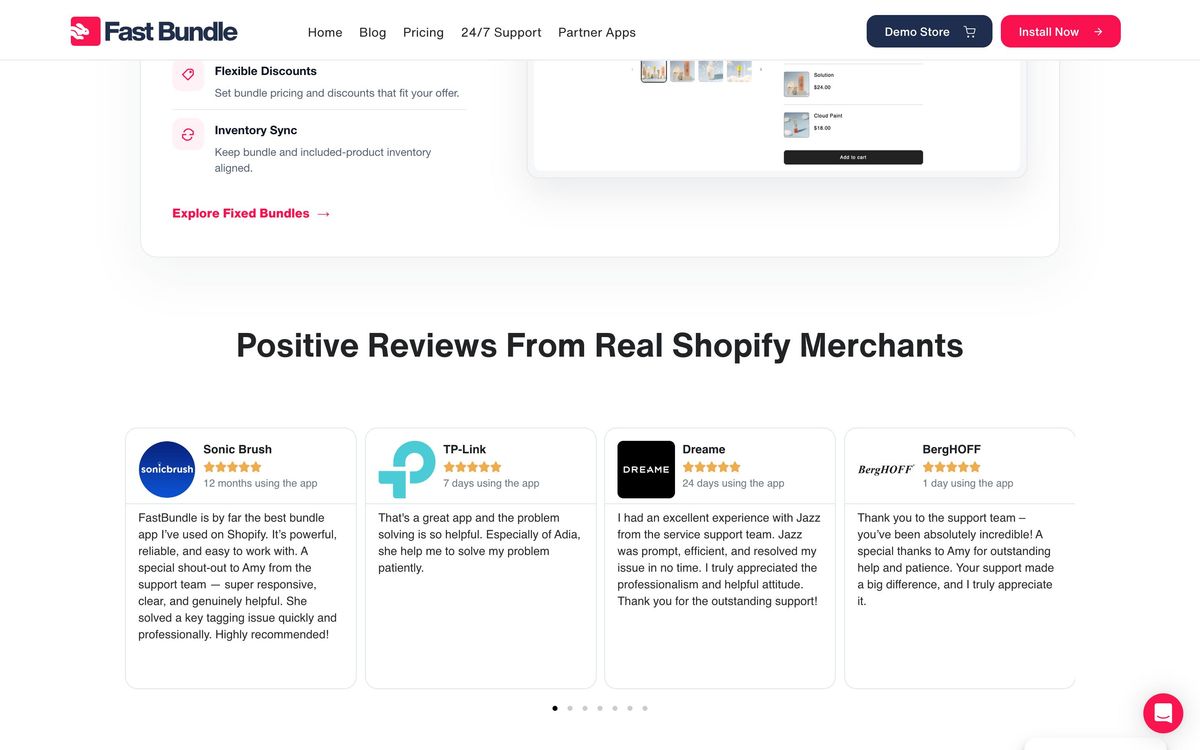 Fast Bundle, product overview page screenshot