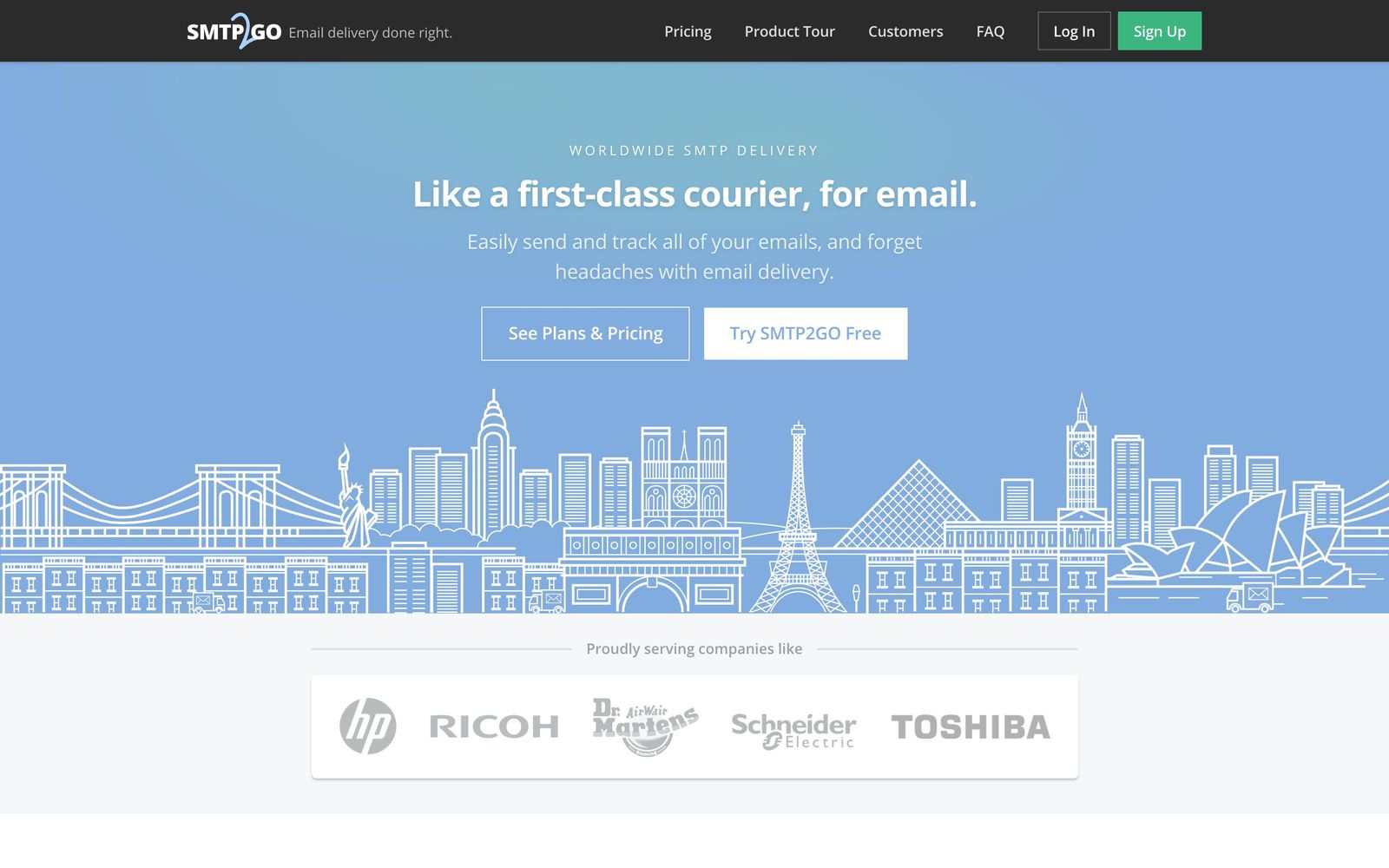 SMTP2GO website, homepage