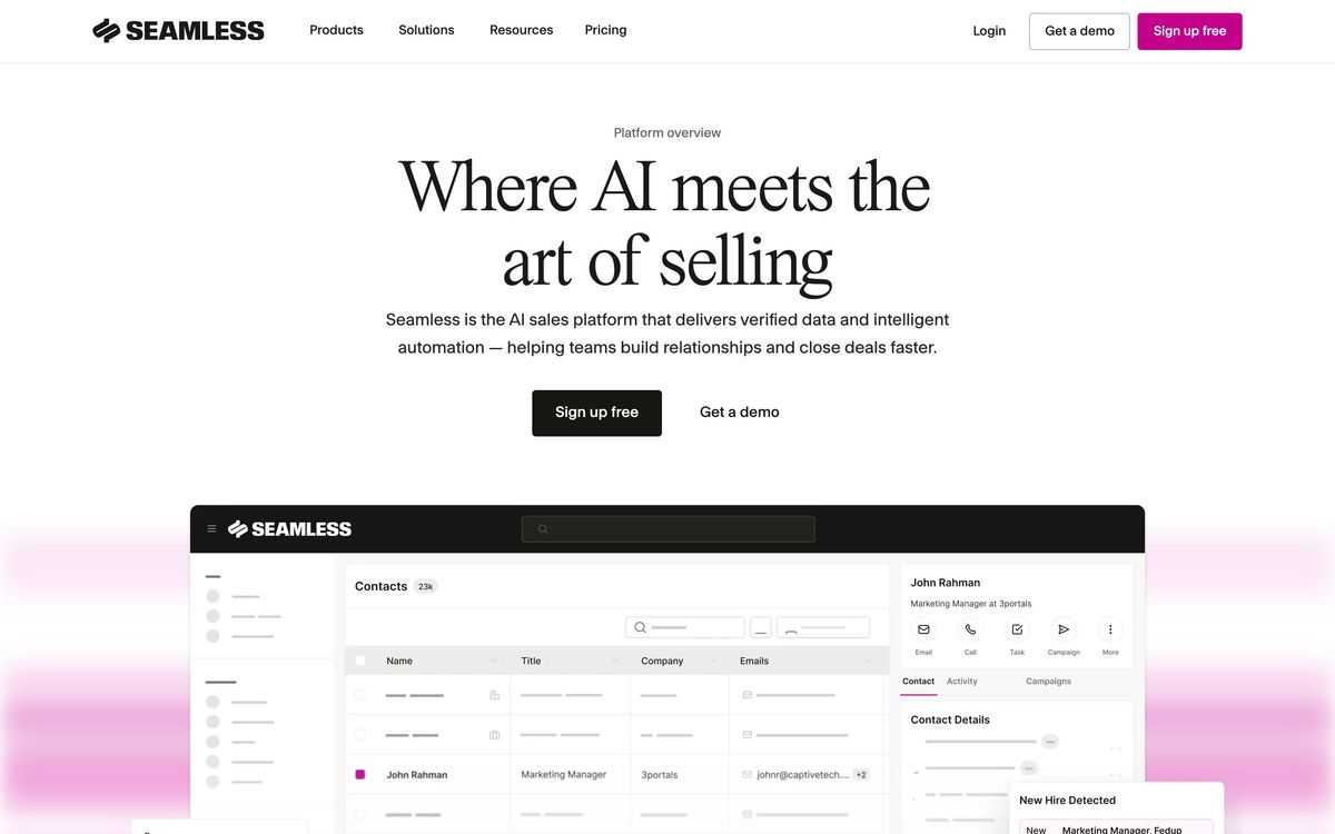 Seamless.AI: product page screenshot