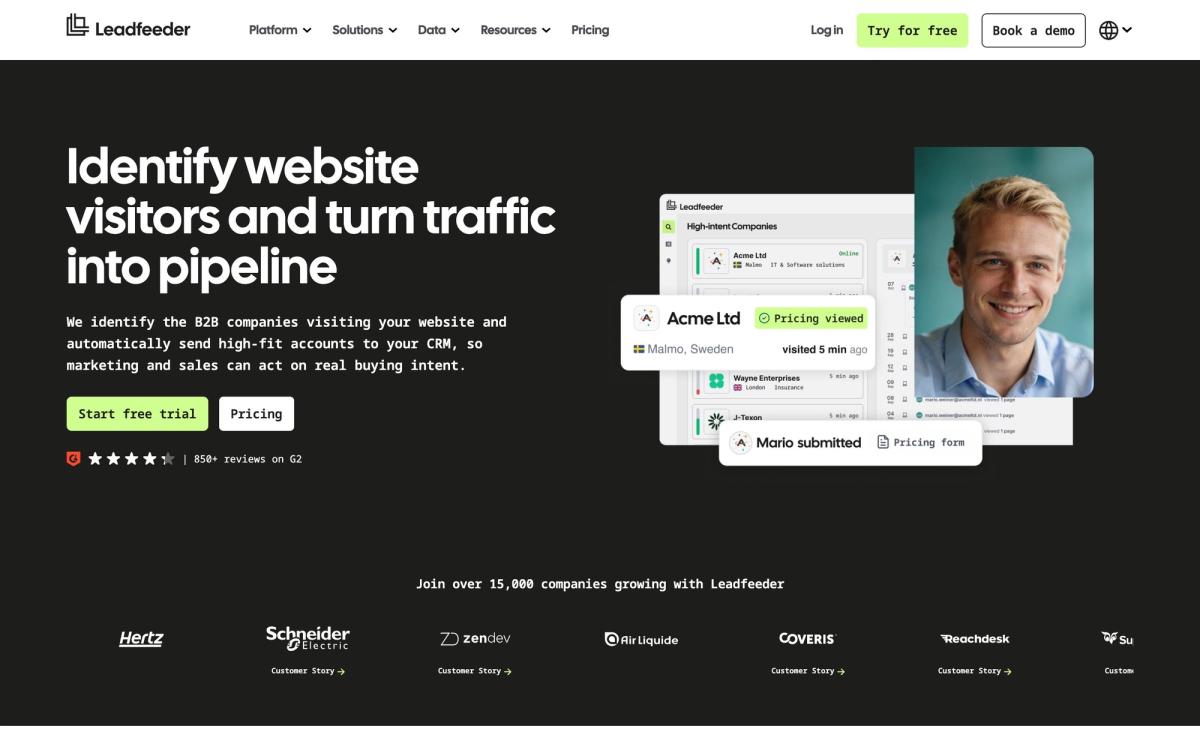 Leadfeeder, how it works page screenshot
