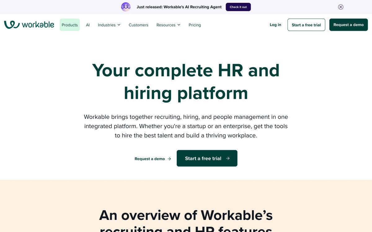 Workable, features page screenshot