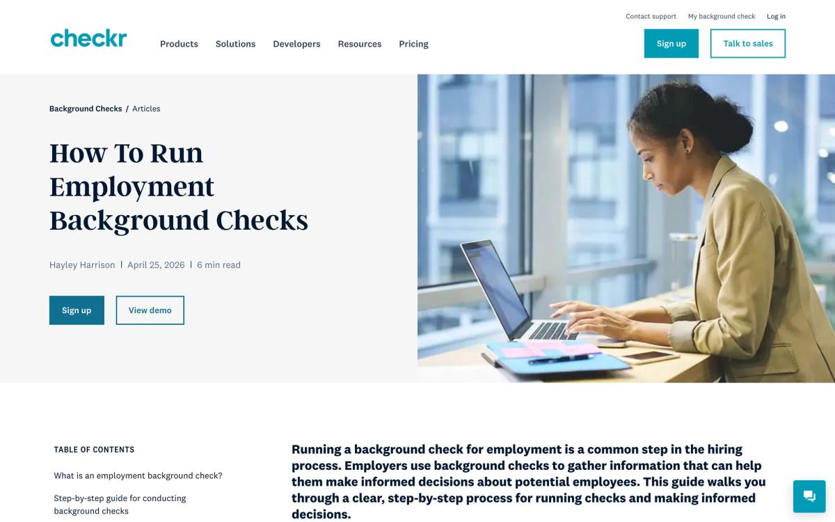 Checkr: features page screenshot