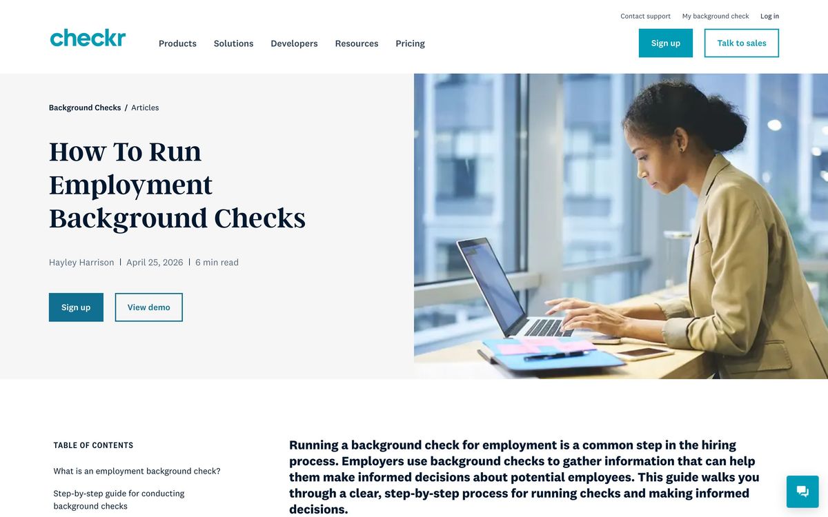 Checkr: features page screenshot