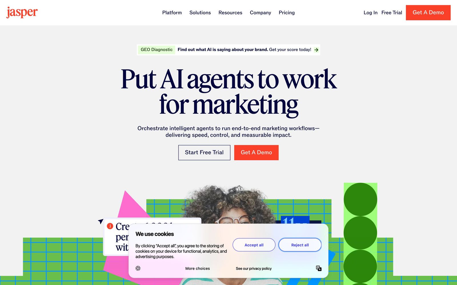 Jasper AI website: homepage