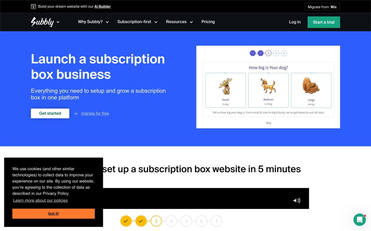 Subbly, use cases page screenshot