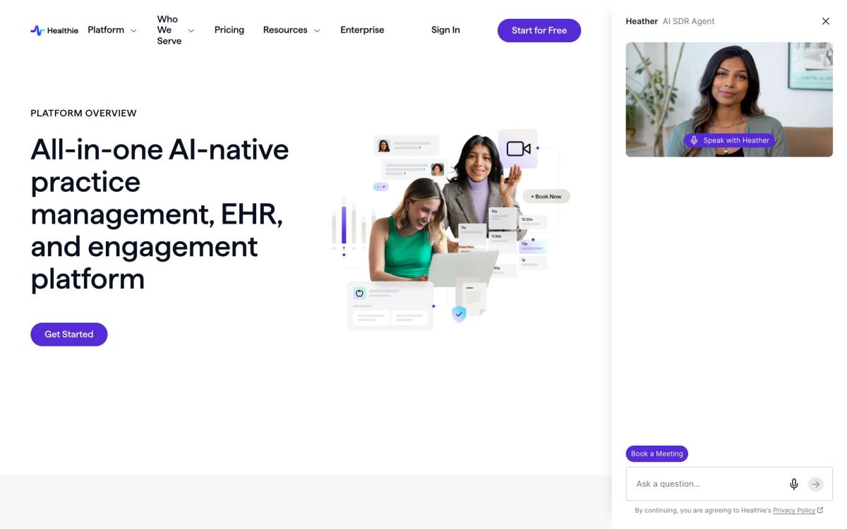 Healthie, product page screenshot