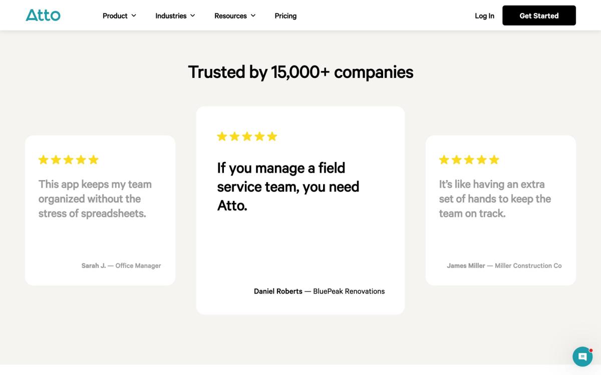 Atto, product overview page screenshot